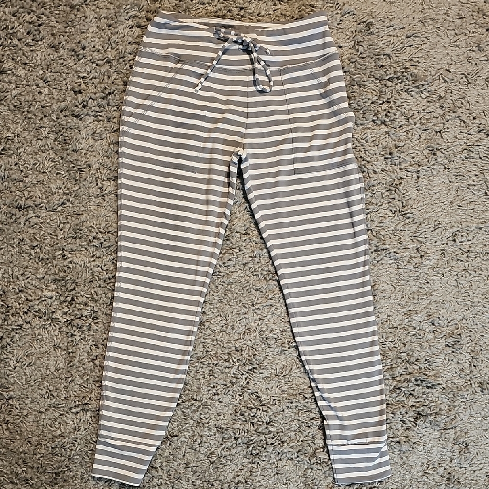 Grace & Lace Women's  Striped Gray Joggers, Small